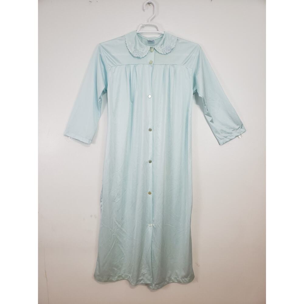 Vintage Carole Women's Nightgown Pajama Size S Blue Embroidery Grandmacore USA